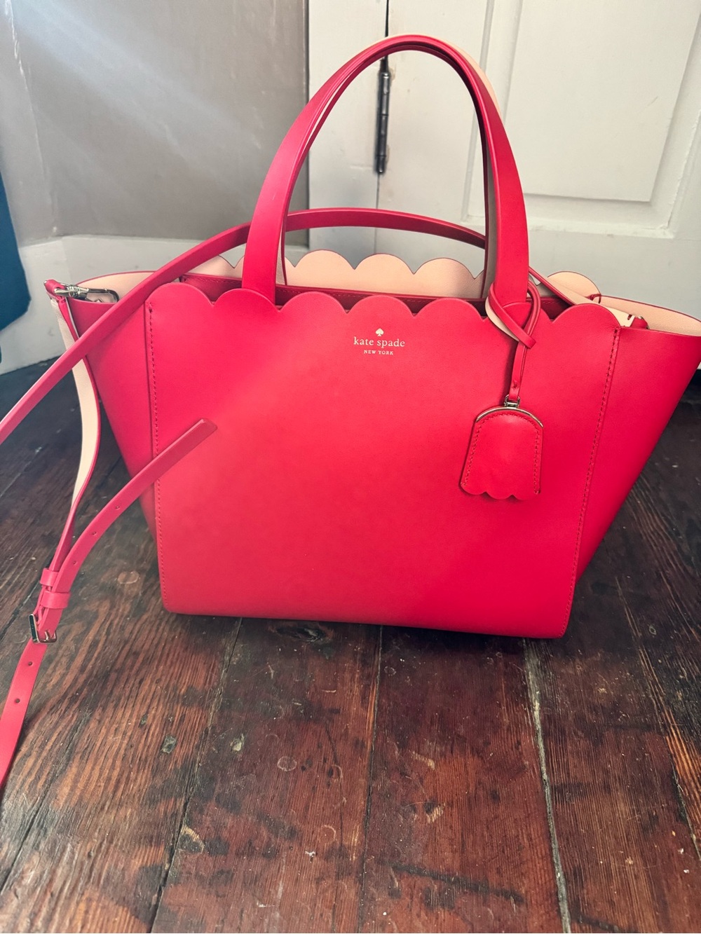 kate spade Hot Pink Scalloped Leather Tote